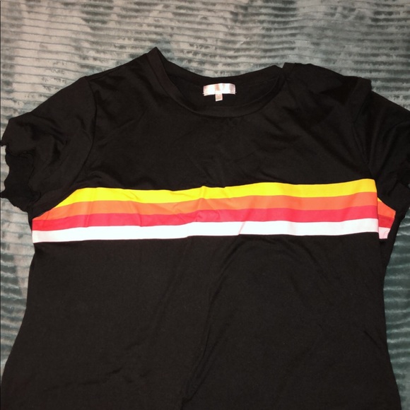 Rainbow black crop top - Picture 2 of 3